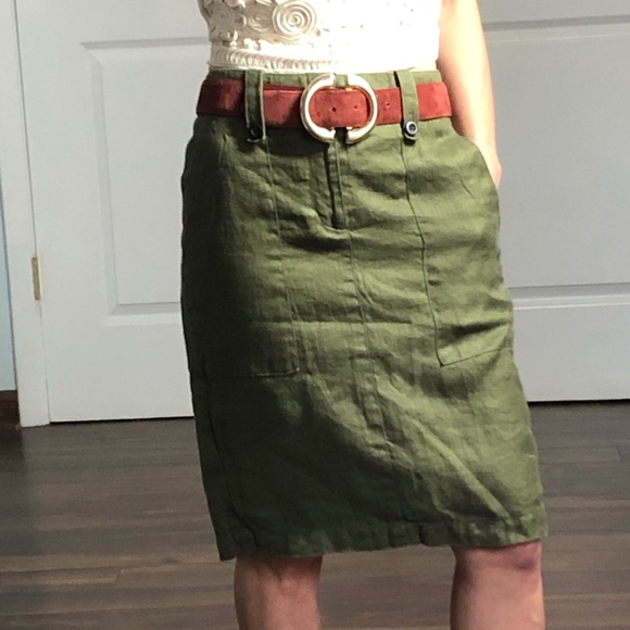 J. Crew Dresses & Skirts - JCrew Army Green Linen Skirt
